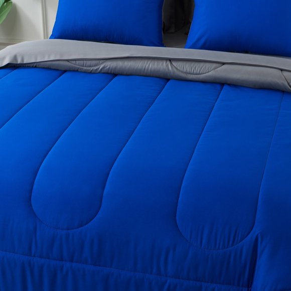 Mainstays Bedding Mainstays 7piece Reversible Blue Bed In A Bag